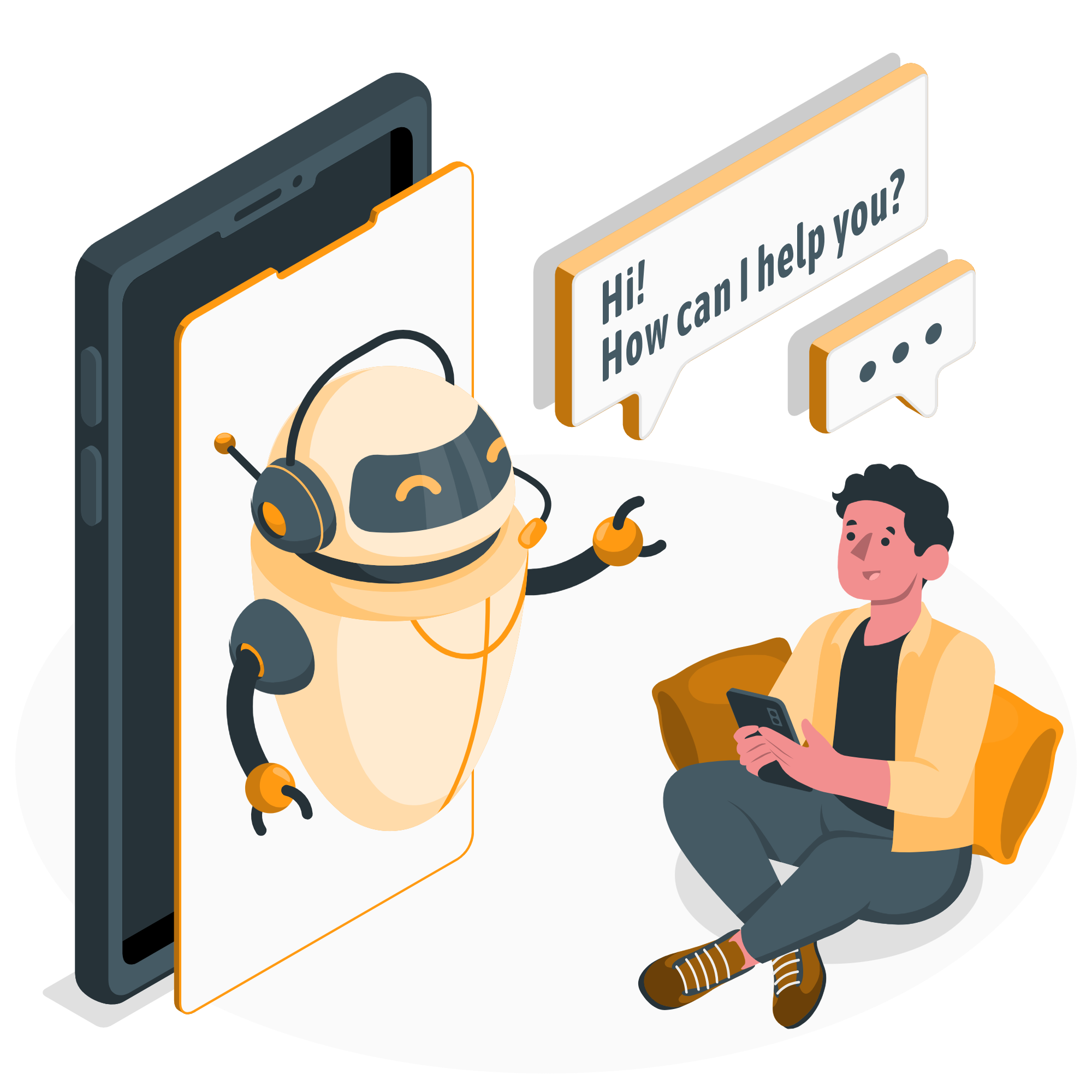 An illustration representing mobile app development in the USA, featuring a chatbot AI emerging from a smartphone screen, assisting a user with a conversation, symbolizing innovative app technology and AI-powered mobile solutions. An illustration representing mobile app development in the USA, featuring a chatbot AI emerging from a smartphone screen, assisting a user with a conversation, symbolizing innovative app technology and AI-powered mobile solutions.