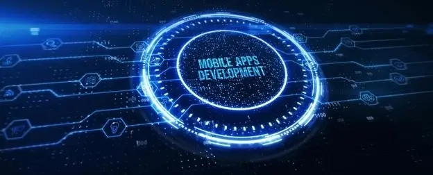 Futuristic digital interface for mobile app development services | Mobile apps development | Custom mobile application development solutions